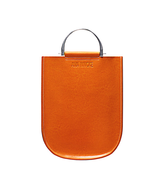 Soft Leather Tote in cognac brown- Silver Handle