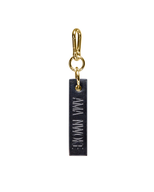 Logo Leather Key Chain - Gold