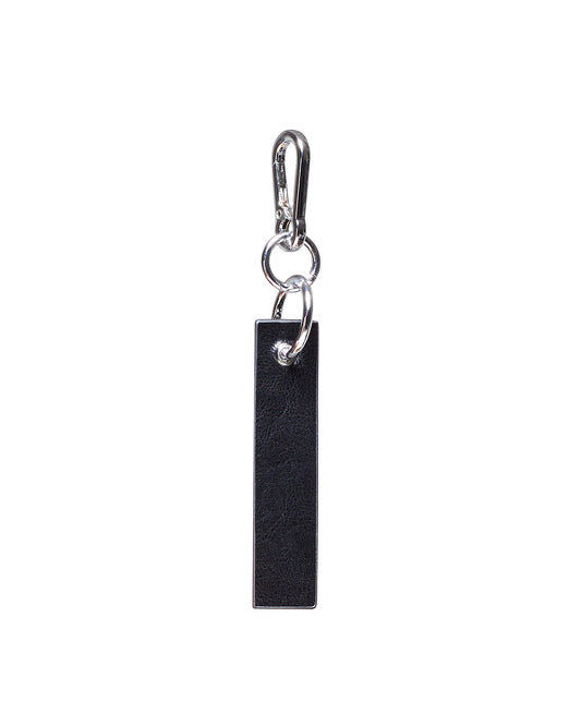 Logo Leather Keychain- Silver