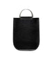 Soft Leather Tote in Sleek Black-Silver Handle