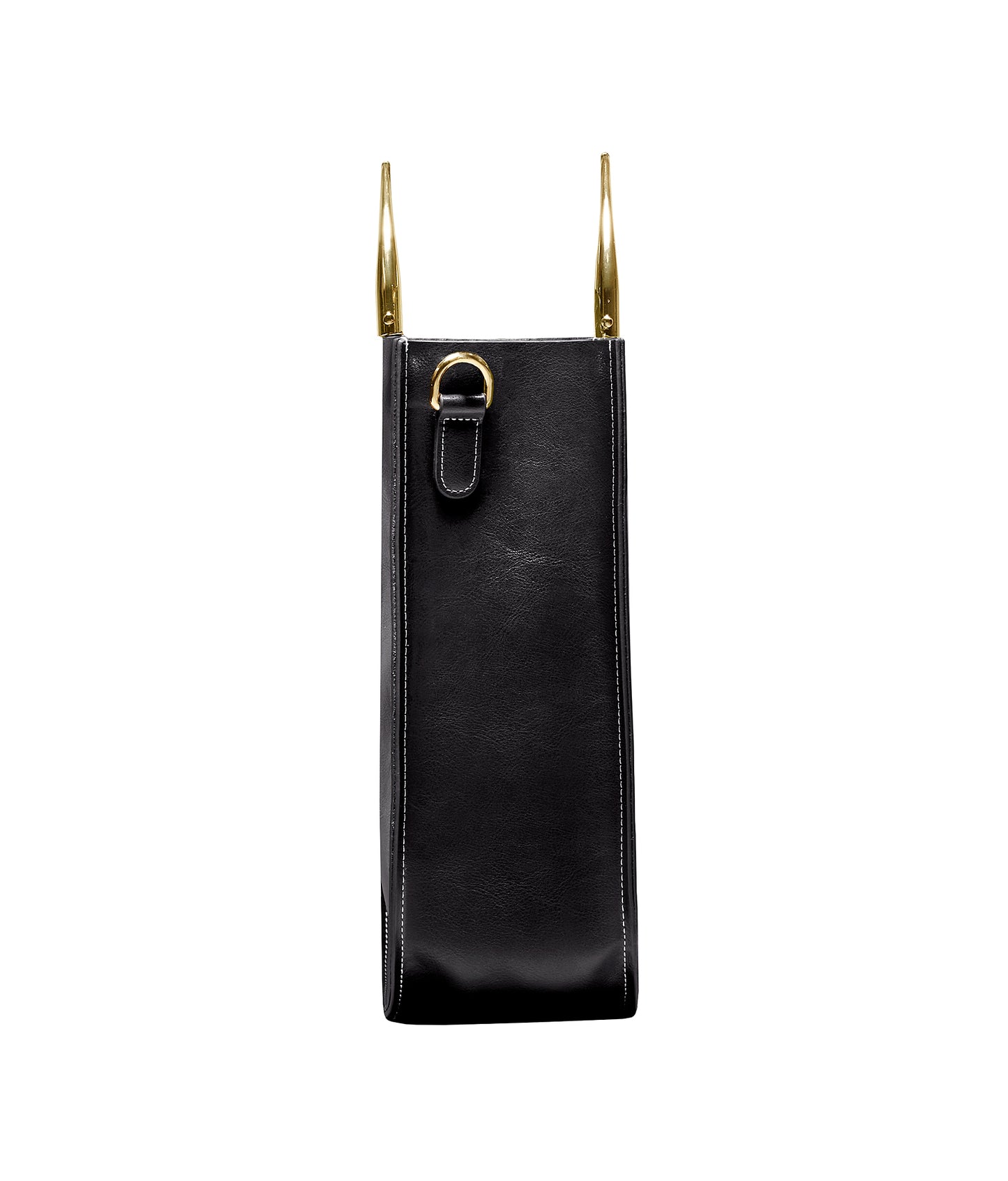 Soft Leather Tote in Sleek Black-Gold Handle