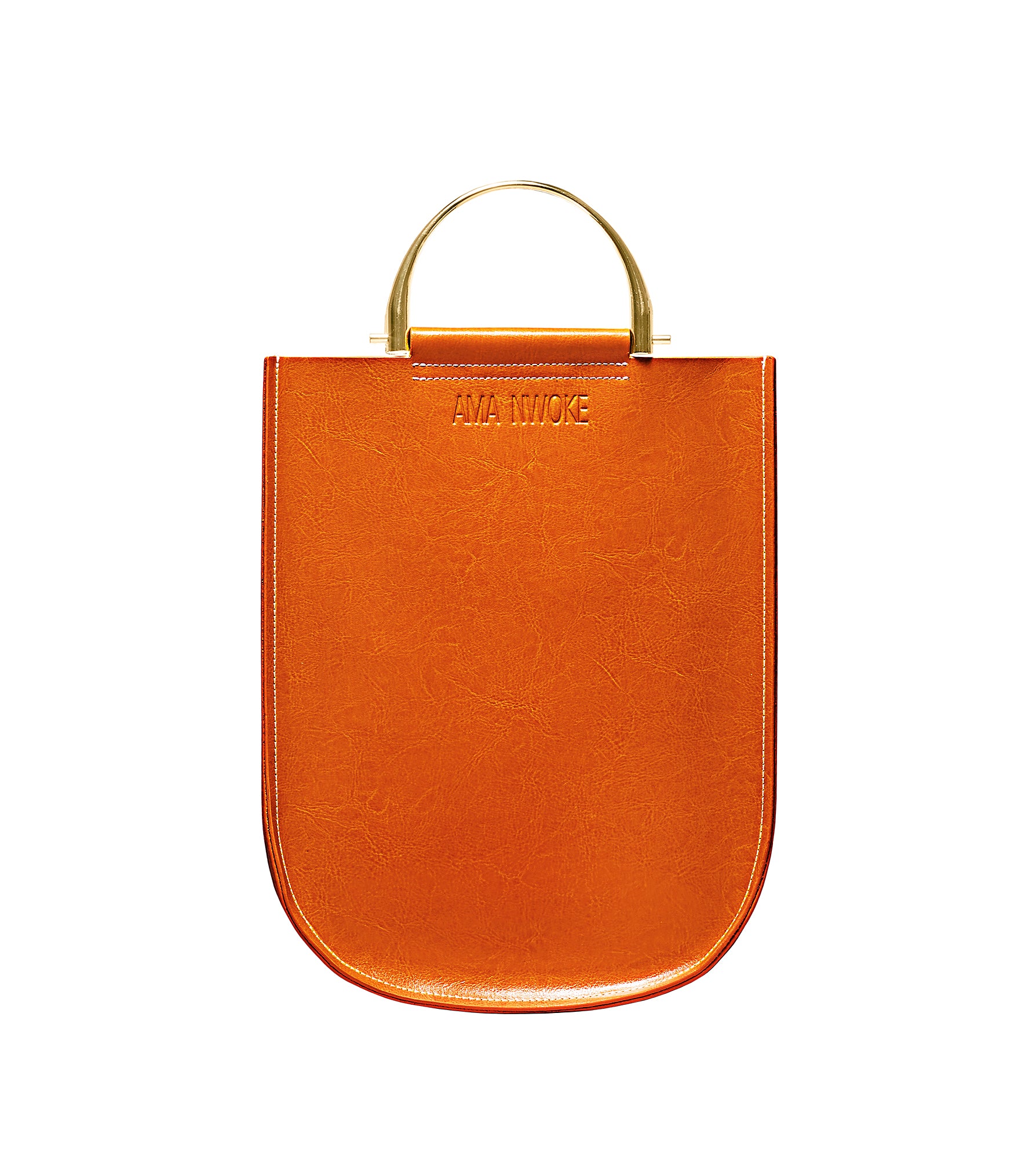 Soft Leather Tote in cognac brown- Gold Handle