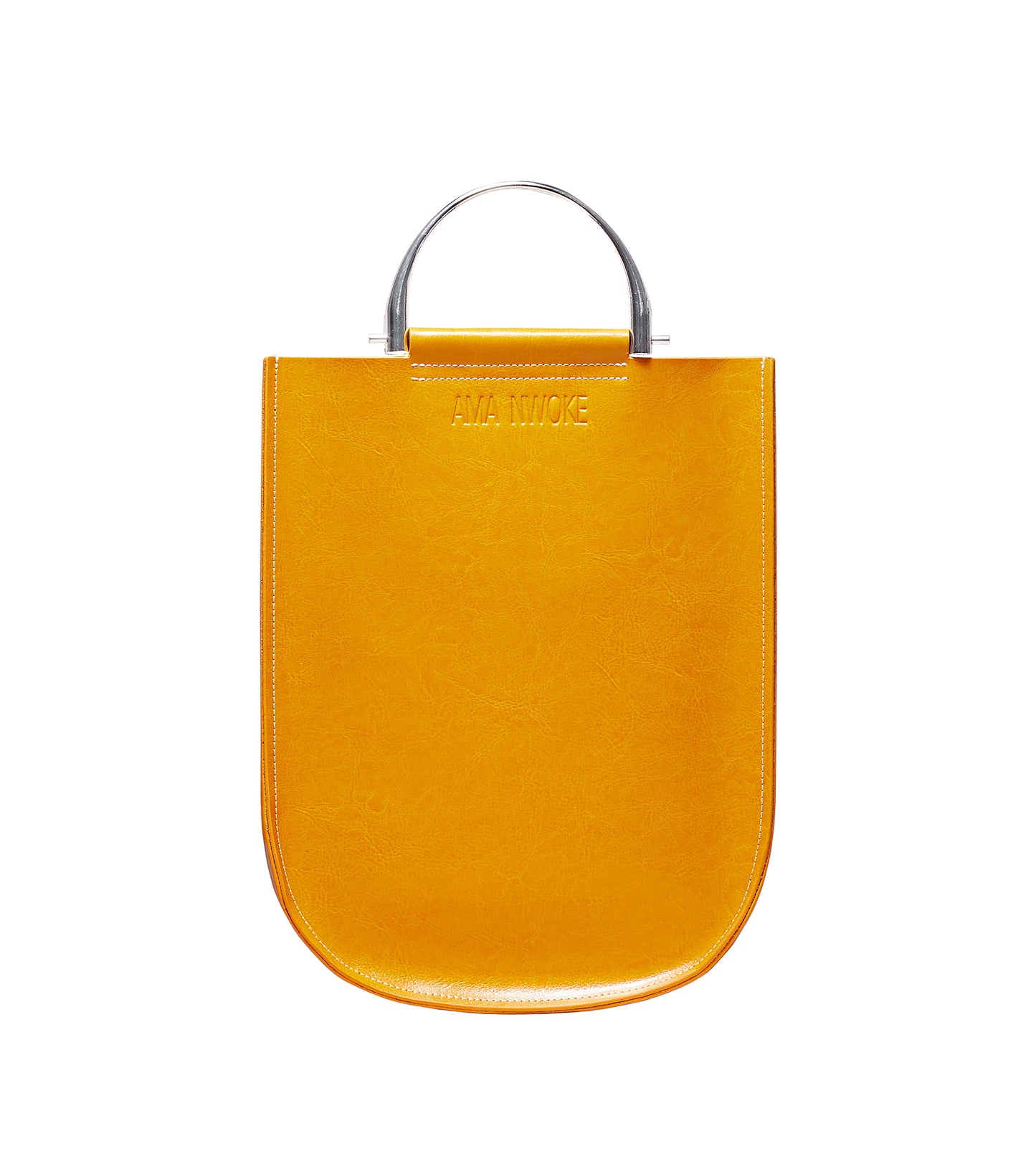 Soft Leather Tote in Amber Gold -Silver Handle