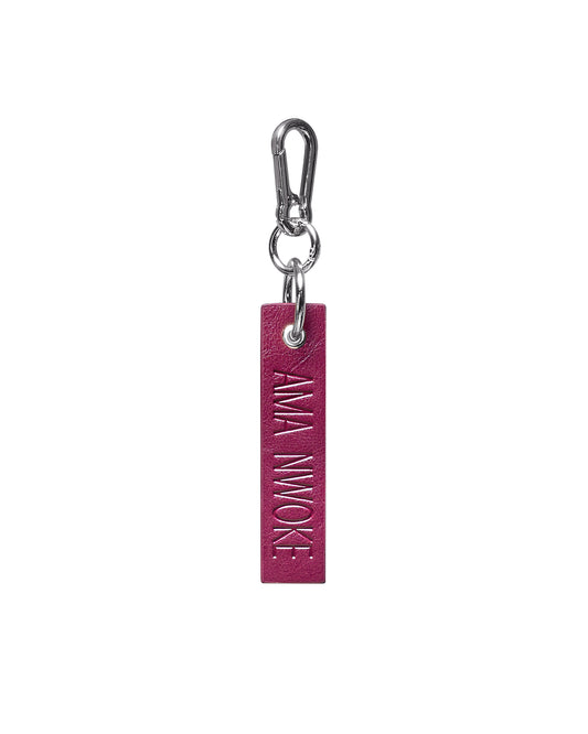 Logo Leather keychain- Silver Hardware