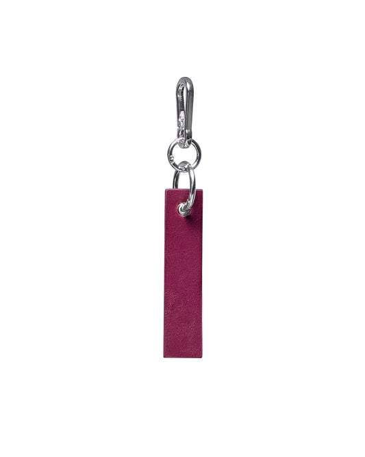 Logo Leather keychain- Silver Hardware