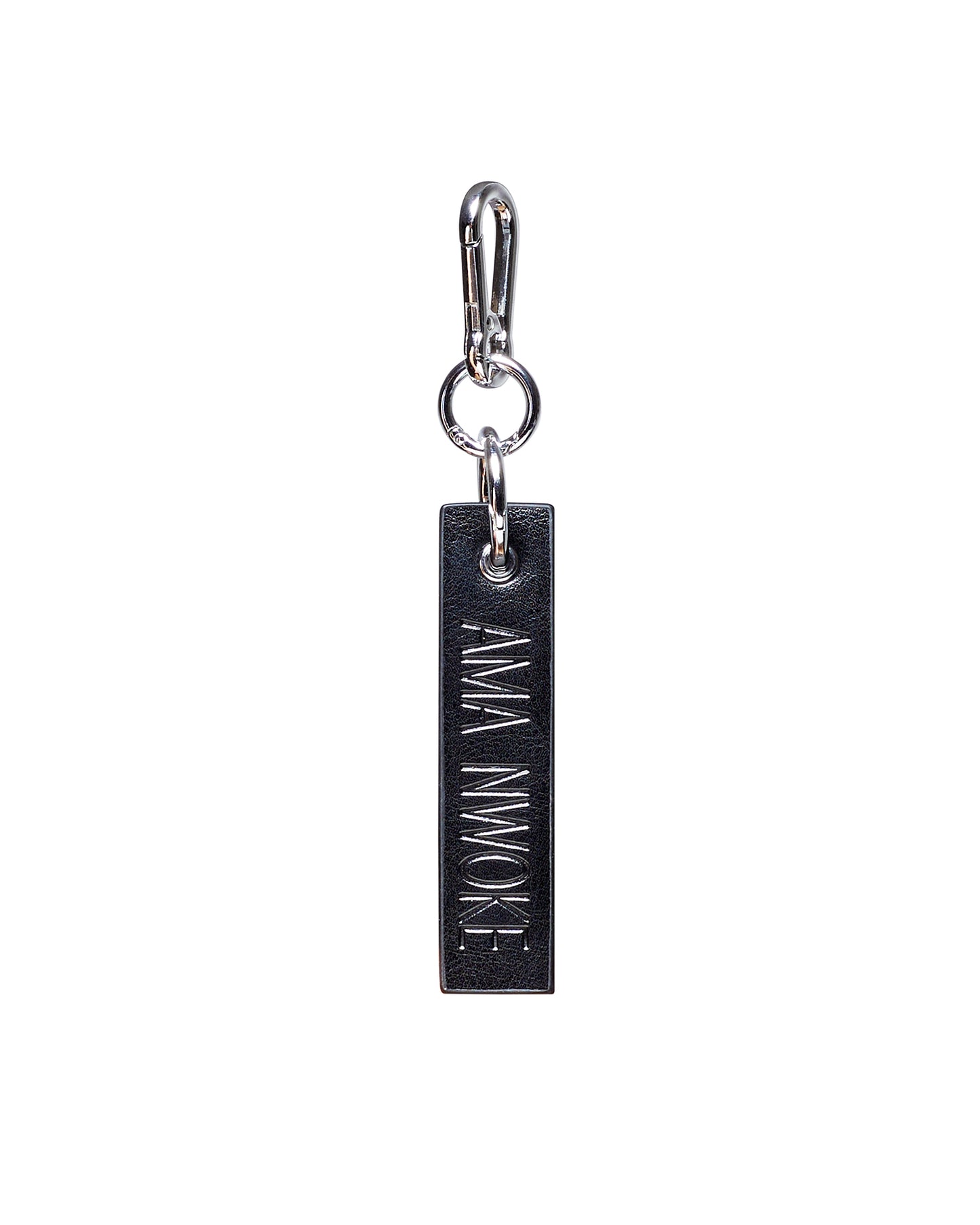 Logo Leather Keychain- Silver