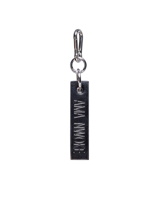 Logo Leather Keychain- Silver