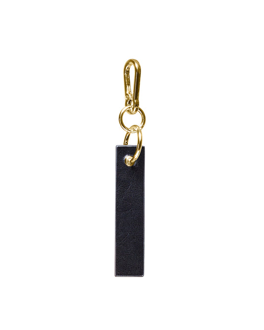 Logo Leather Key Chain - Gold